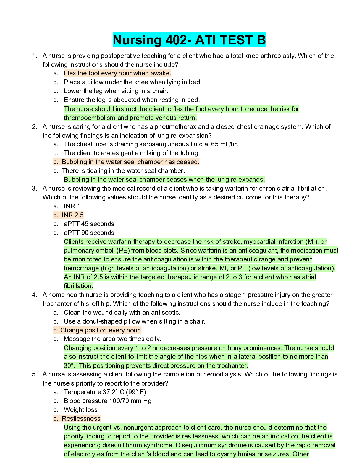 Preview image of Nursing 402- ATI TEST B.pdf document